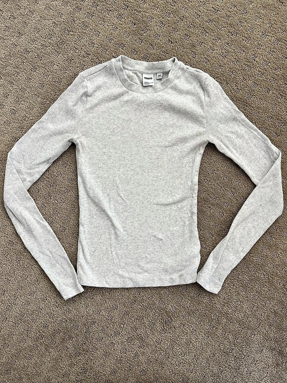 TNA Longsleeve Ribbed Long Sleeve Gray 2XS Like New